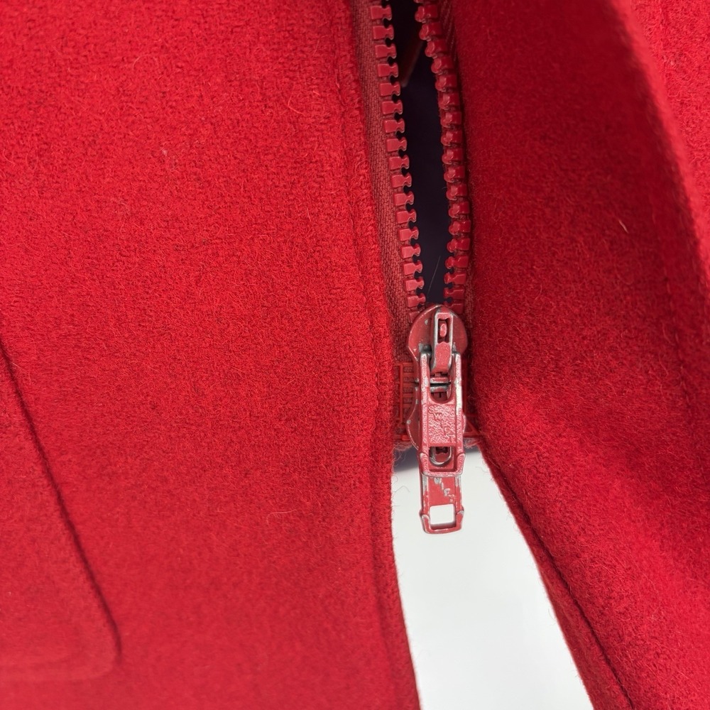 VTG 70s Lobo Pendleton Women 40 Hooded Red Wool Coat Plaid Grunge Chore Barn M - Picture 5 of 10